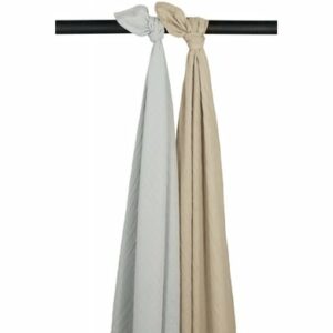 MEYCO Musselin Swaddle 2er-Pack Uni Grey/Sand