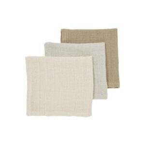 Meyco Spucktücher Musslin 3er-Pack soft sand/greige/taupe 30 x 30 cm